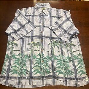 Tommy Bahama 100% Silk Button-Up Hawaiian/Plaid Shirt- XL